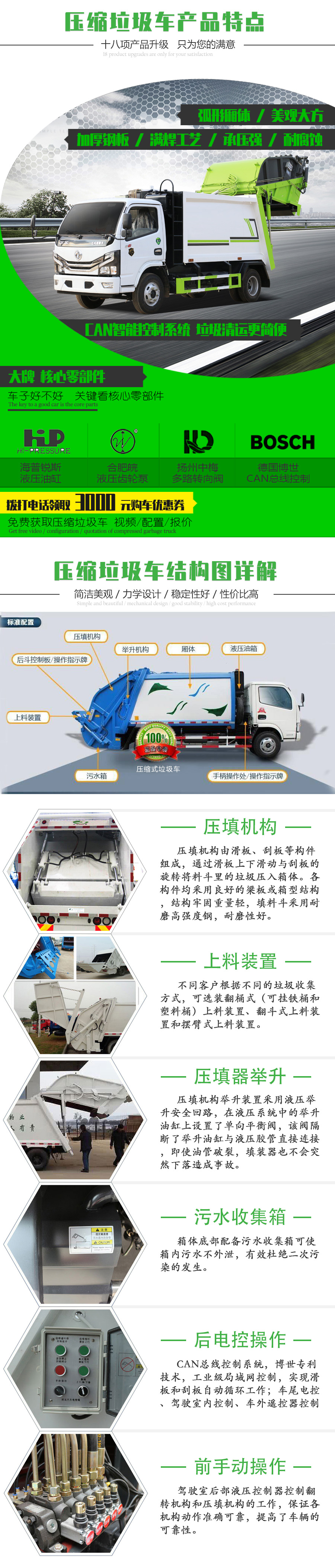 國六8立方江淮V7 壓縮垃圾車